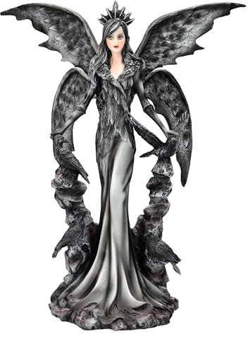 Elfenfigur Nacht der Raben 23 cm - Gothic Fee schwarzes Kleid Fantasy Deko Figur Elfe Engel