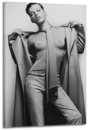 TeDe Retro weibliche Sternkollektion Dekoration Milla Jovovich Poster Dekoratives Gemälde Druck Leinwand Wandkunst Wohnzimmer Schlafzimmer Poster Gemälde 50 x 75 cm Rahmen Stil