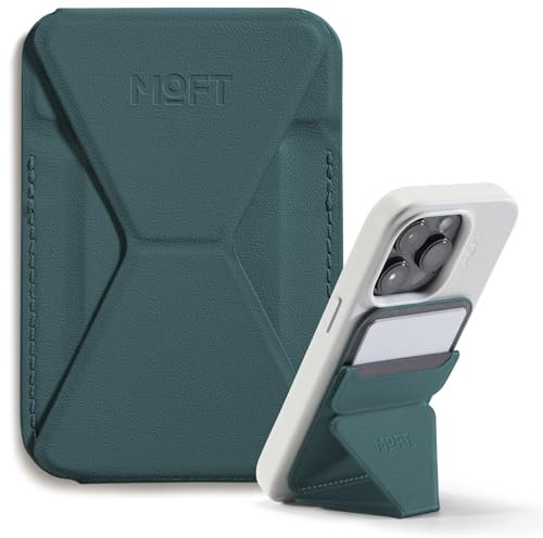 MOFT MagSafe Wallet Ständer für iPhone 16/15/14/13/12 Serie Kompatibel mit MagSafe, MOVAS Vegan Leder Magnetischer Handyständer mit 3 Betrachtungswinkeln, 2 Kartenhalter (Jungle)