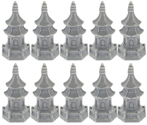 Cabilock 10 Stücke Chinesische Turm Mini Pagode Statue Asiatische Deko Skulptur Bonsai Pavillion Japanische Steinlaterne Miniatur Dekoration Aquarium Ornamente Gartendeko Feengarten Zubehör