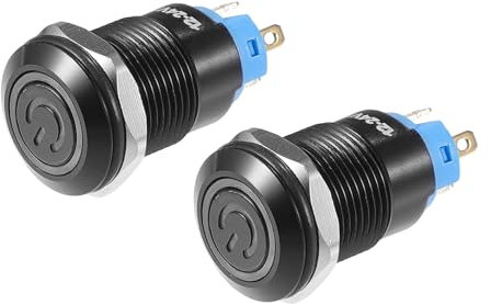 QUARKZMAN 2 Unidades De Interruptor De Botón De Encendido De 12 Mm Para El Interior De Coche, 12-24V, Luz Verde