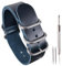 uEmoh Einteiliges Uhrenarmband für Herren und Damen, 14 mm, 16 mm, 18 mm, 20 mm, 22 mm, 24 mm, genarbtes Rindsleder, 22 mm, marineblau/silberne Schnalle)