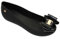 Womens Ladies Flat Peeptoe Casual Office Jelly Bow Slip ON Shoes Ballerina Pumps (Black, UK Footwear Size System, Adult, Women, Numeric, Medium, 6)