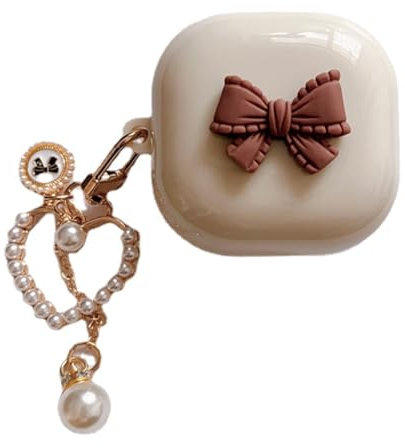 PLXBYC Cover per Samsung Galaxy Buds Live/Pro/2/2 Pro/FE, Carino Cartoon Kawaii, Custodia con Portachiavi (Fiocco)