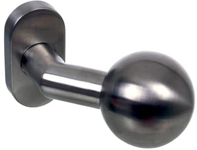 NAJDER Bouton de Porte en Acier Inoxydable, Simple, Rond avec Coude, Poignée de Porte Mobile, Bouton Boule sur Rosace Ovale, Poignée Ergonomique, avec un Jeu de Vis de Fixation (AISI 304)
