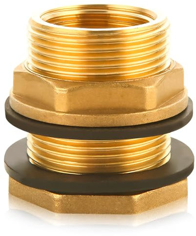 Regentonnendurchführung Universal,Tankdurchführung aus Messing Regenwassertank,Gummidichtungen Regenfass Verbinder Regenwassersammler,Regentonnenanschluss Fassanschluss für Eimer und Tanks (A)