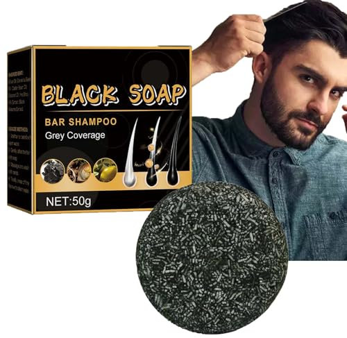 Grau Glanz Seife, Spartan - Gray Hair Reverse Bar, Grau Glanz Haar Revitalisierungsbar,Seife gegen Graue Haare,Anti Gray Bar, Charcoal Shampoo Bar, Hair Darkening Shampoo Bar, Solid Shampoo Bar (1PC)