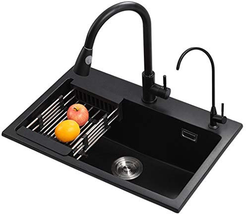 Lavello da Cucina Lavello ispessito in pietra di quarzo, Lavello da cucina a vasca singola di grandi dimensioni, Lavello sottopiano, Lavello for verdure di grande capacità, Lavello in granito Lavandin