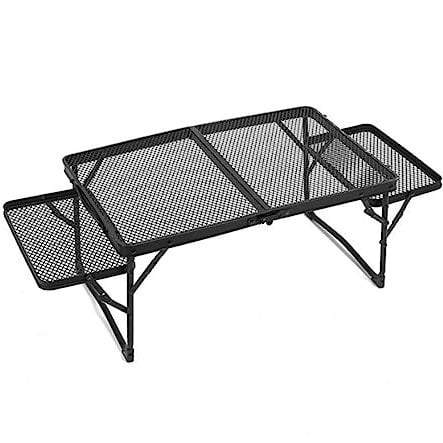 OTHZON Klappbarer Esstisch, Aluminiumlegierung, binauraler Eisengitterrahmen, höhenverstellbarer Couchtisch, schwarzer Klapptisch, Outdoor, Camping, tragbar, Ultraleicht (Farbe: Beistellt