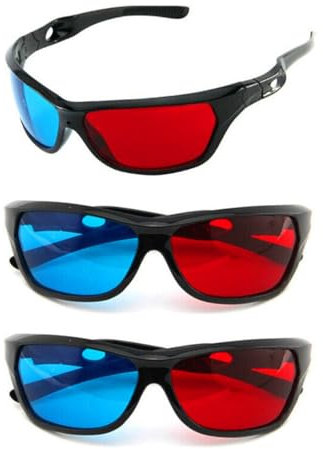 JAMAKALA 3Pcs Red-Blue 3D Glasses, 3D Movie Game Glasses, Cyan Anaglyph Glasses, 3D Ultra-light Viewing Glasses for Computer Monitors Home Cinema Theater