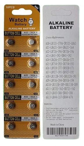 SIMPLETEK - 10x Batteria 1.5V LR41 AG3 | Pila A Bottone per orologi, termometri e piccoli dispositivi elettronici | Confezione da 10 pile