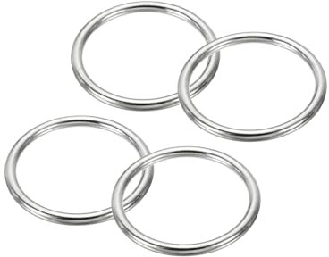 PATIKIL 2 Zoll nahtlose O-Ringe aus Metall, 4er-Pack O-Ringe aus Edelstahl 304, schwere, massive, runde Ringe für Makramee, Heimwerkerarbeiten, Hardware, Gürtel, Hundeleine, 5 x 50 mm