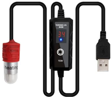 Bestgle Calentador de Acuario, Calentador de Acuario Sumergible Alimentado por USB, Termostato Ajustable, Calentador de Acuario para Tanque Pequeño de Peces