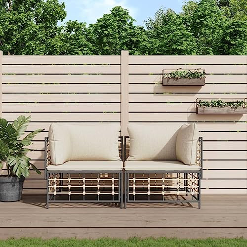 Ecksofas mit Kissen 2 STK. Modular Poly Rattan,Bequemes GartenLoungeSet: Eckcouch aus Polyrattan mit Sitzkissen für deinen Außenbereich Terrassen Sitzmöbel
