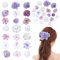 Fiori per Capelli Clip,21 Pezzi Multicolore Nuziale Fiore Capelli Clip,Accessori Capelli Boho,Fiore Artificiale Capelli Clip per Feste, Spiaggia, Matrimoni, Decorazioni per Eventi(Bianco Viola)