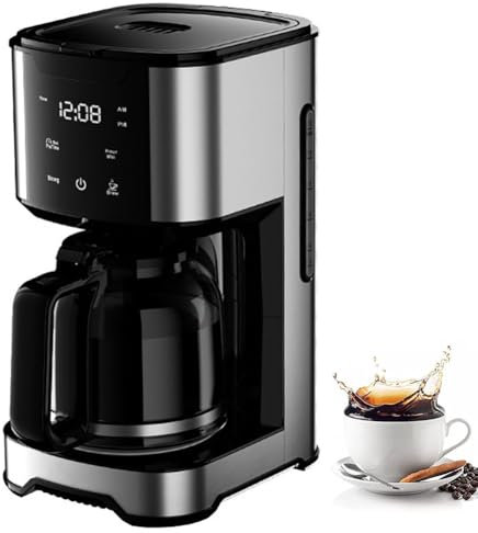 Machine à Café Filtre, Machine à Café Filtre 1,2 L avec Minuterie 24h & Maintien au Chaud 30 Min, 2 Niveaux de Concentration Cafetière Filtre avec Anti-Goutte, 1000 W, pour Dosettes de Thé et de Café