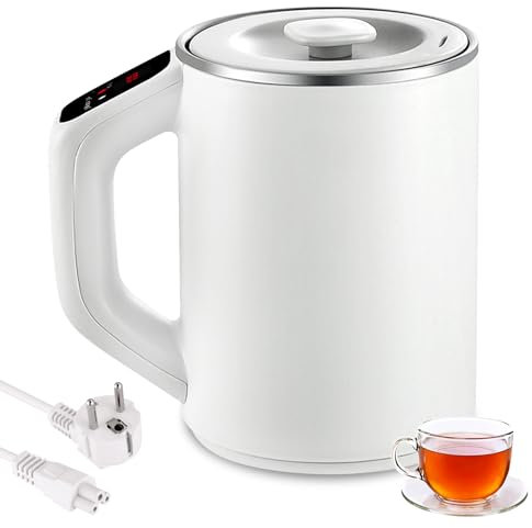 Bollitore elettrico da viaggio, 800 ml, mini bollitore da campeggio con timer e temperatura regolabile, cavo di alimentazione rimovibile, tazza elettrica portatile, per viaggi, campeggio, viaggio