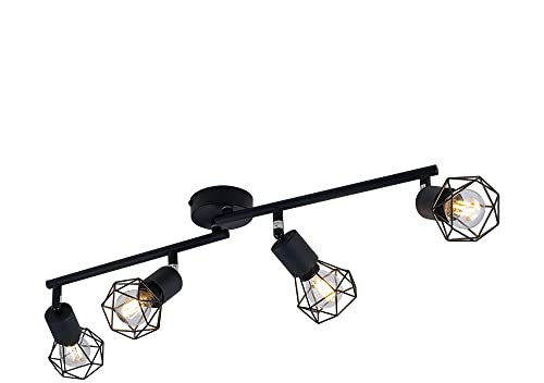 Globo Deckenleuchte beweglich 4 Flammig Wohnzimmer Deckenlampe Spots verstellbar Käfig Strahler schwarz, 4x E14 Fassungen, LxBxH 60x8x19,5 cm