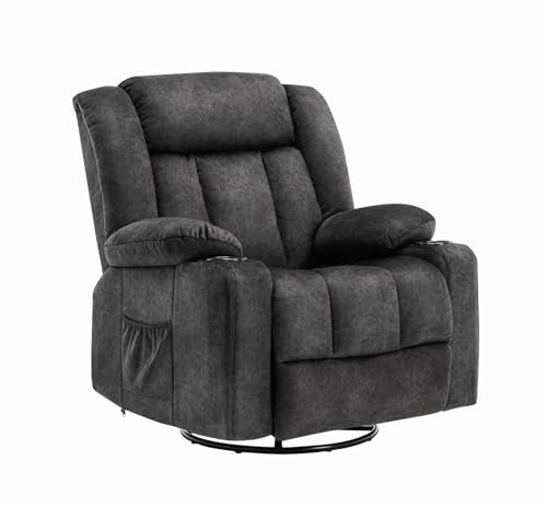 COMHOMA Fauteuil de Relaxation Fauteuil Salon Dossier Réglable 90°-160° Repose-Pieds Rétractable avec 2 Porte-gobelets Poches Latérales Gris