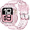 XYF Compatible for Crystal Clear Apple Watch Bands, 42mm Series 10 Bumper Case for Men Women Jelly Sport Cover Strap for iWatch Ultra 2/1 Series 10 9 8 7 SE 6 5 4 3 2 1 (Glitter Pink, 42)