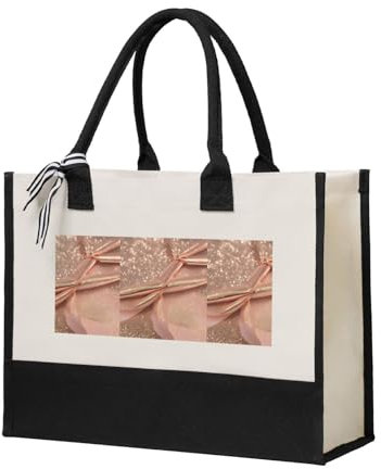 YHBLYKXP Einkaufstasche aus Segeltuch mit Glitzer-Druck, für Damen, Strandtasche, Strandtasche, Beige, Einheitsgröße