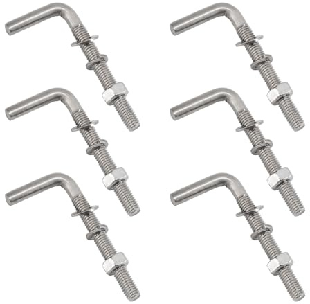 L-förmige Gewindeschrauben-Kits, M8 x 80 mm, 304 Edelstahl, Fundamentankerschrauben, quadratische Schrauben, Haken zum Aufhängen, 6 Stück