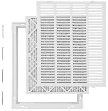 VEVOR Rejilla de Filtro de Aire de Retorno, Se Adapta a la Abertura del Conducto de 50 x 63 cm de Ancho, Filtro Incluido, para Pared, con Recubrimiento en Polvo, 57,4 x 70,2 x 4 cm, Duradero