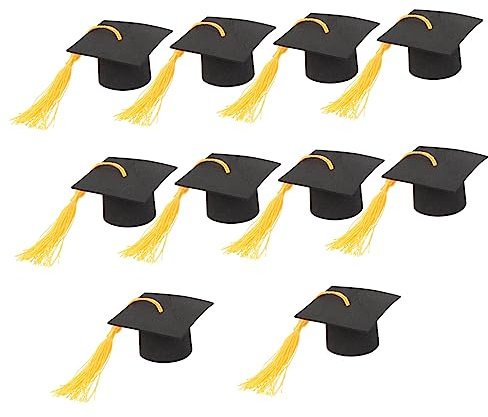 PartyKindom 10Stücke Graduation Kappen Tortendeko Mini Harz Dekorationen für Schulabschlüsse Bachelor Feiern und Abschlusszeremonien Cake Topper für Kuchen und Desserts