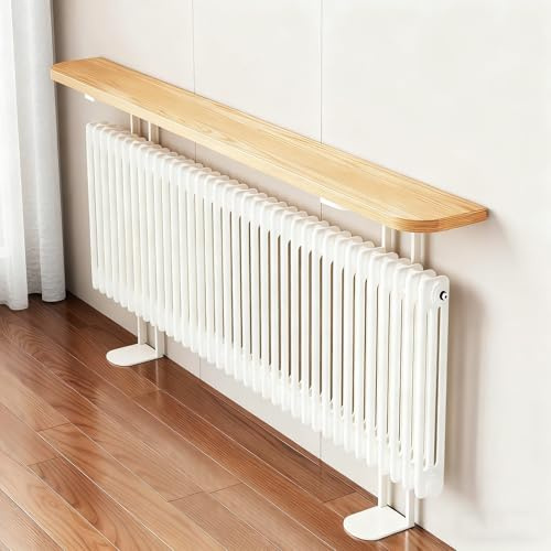 DJJYCTNM Metal Radiator Shelf, Solid Wood Sofa Table for Home Living Room Bedroom Hallway, Save Space(Beige,160x15x82cm/59x6x32in)