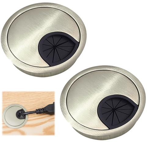 Cable Desk Grommet 60mm, 2 Pcs Desk Hole Cover Zinc Alloy Desk Cable Grommet Round Cable Hole Cover Desktop Grommets Cable Management for Home Office Computer Wires Organizer