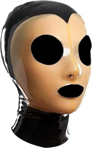 SALANSEX Latexhaube mit Reißverschluss, Vollgesichtsmaske mit Augen-, Nasen- und Mundöffnungen, Maske für Cosplay, Partys und Rollenspiele