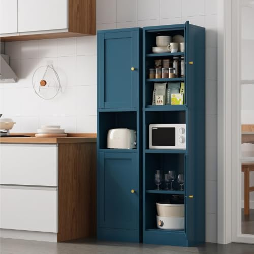 MetaCate lnov Mehrzweckschrank 40 cm Breit, Küchenschrank & Metallschrank, Badezimmer Hochschrank Schmal mit 3 Verstellbaren EinlegeböDen, Vorratsschrank & Allzweckschrank für KüChe und Badezimmer