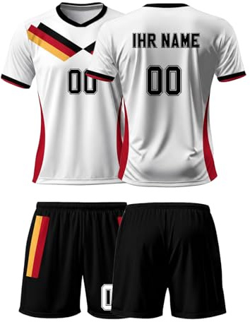 Deutschland Trikot - 2026 WM Personalisiert Fußball T-Shirt Shorts Set mit Namen und Nummer für Kinder Erwachsenen Jungen Mädchen Herren Damen