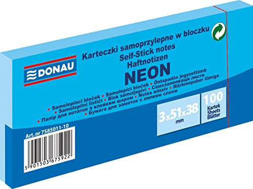 Unbekannt 7585011-10 Selbstklebende Notizzettel, blau neon