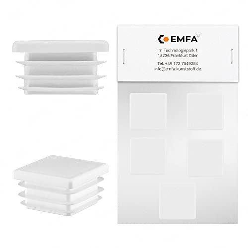 EMFA Bouchon Tube Carré 50x50 mm Blanc – Embout à Lamelles en Plastique – Capuchon 5x5 cm – Lot de 5
