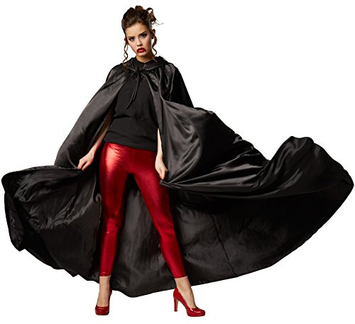 dressforfun Mystischer Umhang mit Kapuze | Passend zu vielen Kostümen (Schwarz 158 cm | Nr. 301860)