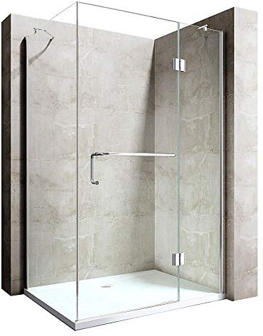 Durovin Bathrooms 1200 x 700mm Shower Enclosure with Anti Slip Acrylic Tray - Hinged Door with Towel Rail - 8mm Safety Clear Glass - L Shape Rectangula Shower Cubicle