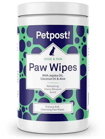 Petpost | Lingettes essuie Pattes pour Chien - Lingettes nettoyantes, hydratantes et revitalisantes pour Pattes de Chien à l'huile de Coco, à l'huile de jojoba et à l'aloe Vera - 70 lingettes