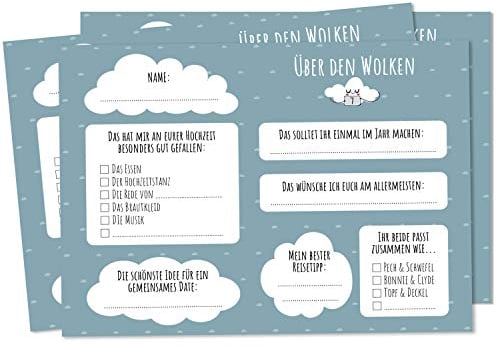 nalara | Über den Wolken - 50 Ballonflugkarten zur Hochzeit für das Brautpaar mit süßen Wünschen für eine tolle Ehe als Hochzeitsspiele für Gäste