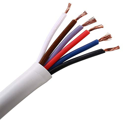 UHPPOTE 20 AWG Gauge 6 Conductor Bare Copper Unshielded Alarm Security Burglar Cable Wire (50ft)