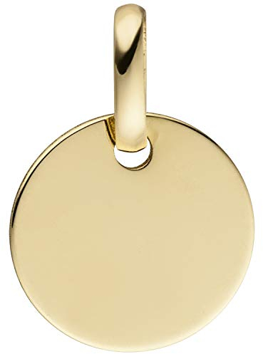 Jobo Unisex-Anhänger Gravurplatte aus 8 Karat 333 Gold Rund