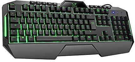 Gamium Clavier Gamer Filaire Ultra Mince, Gaming Keyboard USB Ergonomique LED Rétro-éclairage avec Raccourci Multimédia pour PS4, PC, Ordinateur, Bureau, Jeux - AZERTY