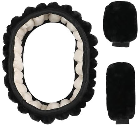 3 Stück Lenkradhülle Anti Rutsch Warme Lenkrad Handbremse & Getriebe Abdeckung Set Universal plüsch Teleskop Lenkradschoner Lenkradbezug Fell für Auto Zubehör, 35-39cm