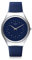 Swatch Unisex Analoger Quarz Uhr mit Echtes Leder Armband SYXS127