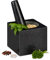 Relaxdays Granit Mörser mit Stößel, eckig, langlebig, Gewürze, Kräuter, 9,5x11x11cm, 250 ml, polierter Steinmörser, grau