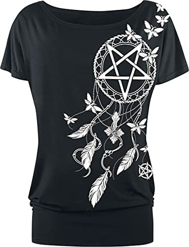 Gothicana by EMP Damen schwarzes T-Shirt Pentagramm und Traumfänger S
