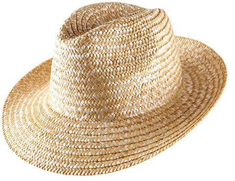 Classic Italy - Chapeau Fedora Paille Large Bord, Homme ou Femme Nude Fedora Paille - Taille 54 cm - Naturel