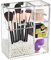Discoball Makeup Brush Holder Organizer with Lid Dustproof Cosmetic Organiser Storage Box with Pearl, Clear Square