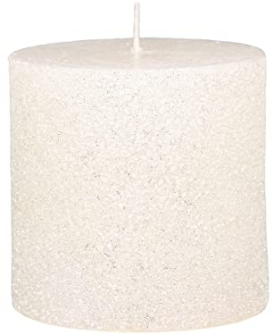Chic Antique Macon rustikale Stumpenkerze versch.Farben und Größen Kerze Antik NEU Altarkerzen 100 % Paraffin lange Brenndauer (Creme m. Glitzer, 10x10 cm)
