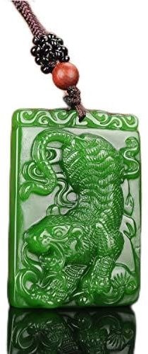 LVYAN Mode Chinoise Hetian Vert Jade Zodiaque Tigre Pendentif Collier Bijoux Accessoires sculpté à la Main amulette Cadeaux Femmes Elle